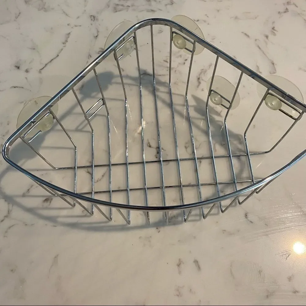 SMALL/MEDIUM Corner Shower Silver Basket